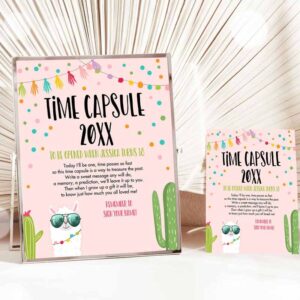 Fun In The Sun Invitation, Llama Time Capsule Birthday, Fiesta Llama Sunglasses Guestbook Wishes for Baby Invitation