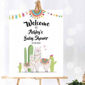 Llama Invitation, Llama Welcome Sign Llama Baby Shower Welcome Baby Sprinkle Cactus Theme Invitation