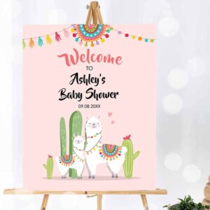 Llama Invitation, Llama Welcome Sign Llama Baby Shower Welcome Party, Baby Sprinkle Cactus Invitation