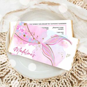 Mermaid Invitation, Mermaid Chocolate Bar Wrapper Candy Bar Label Mermaid Tail Girl Pink Invitation