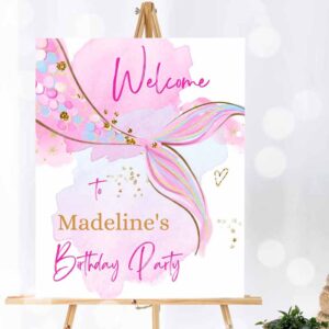 Mermaid Invitation, Mermaid Welcome Sign Mermaid Birthday Party Girl Mermaid Tail Birthday Invitation