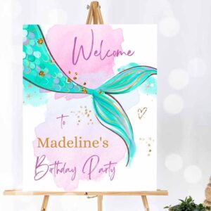 Mermaid Invitation, Mermaid Welcome Sign Mermaid Birthday Girl Mermaid Tail Birthday Invitation