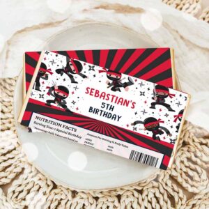 Ninja Invitation, Candy Bar Wrappers Karate Birthday Warrior Birthday Party, Martial Arts Ninja Party Invitation
