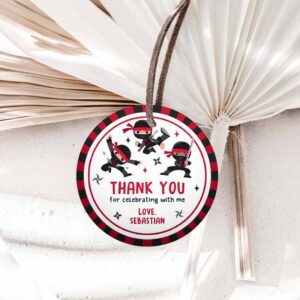 Ninja Invitation, Circle Square Favor Tags, Karate Birthday, Warrior Birthday Party, Martial Arts Ninja Party Invitation