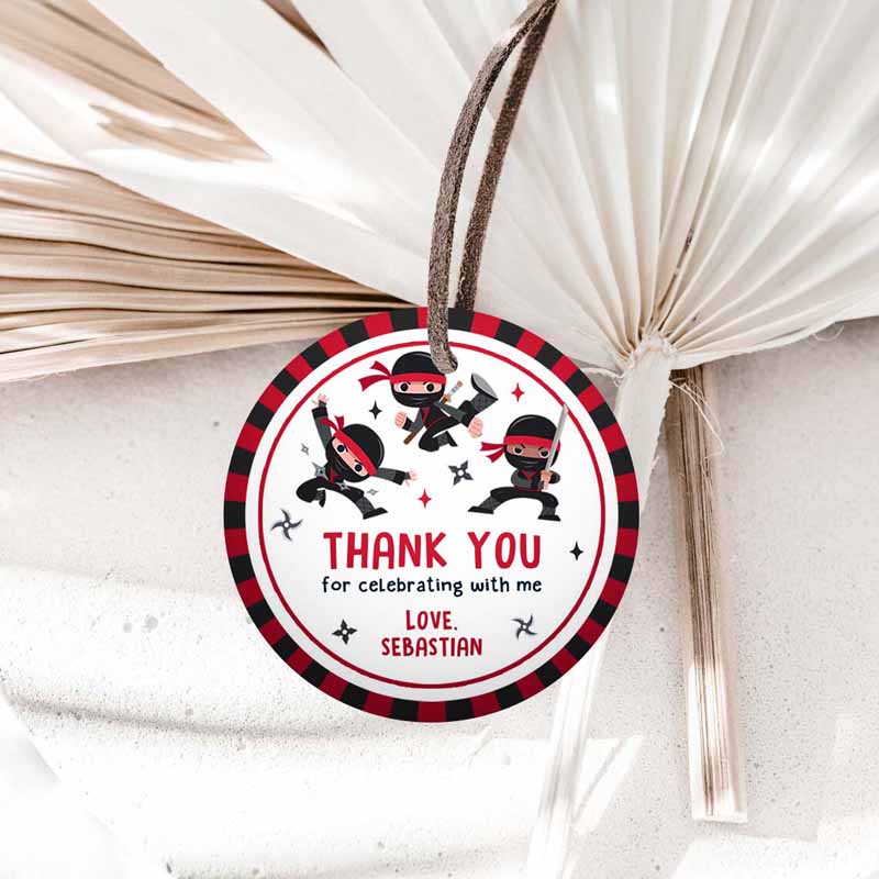 1 editable ninja birthday party circle square favor tags karate birthday warrior birthday party martial arts ninja party instant download cr4 1