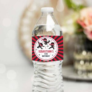 Ninja Invitation, Water Bottle Labels Karate Birthday, Wraps Warrior Birthday Party, Martial Arts Ninja Party Invitation