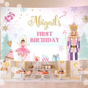 Winter Invitation, Nutcracker Backdrop Banner Pink Gold Nutcracker Birthday Girl Winter Land Invitation