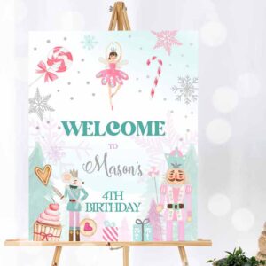 Winter Invitation, Nutcracker Birthday, Welcome Sign Winter Birthday, Girl Land of Sweets Party Invitation