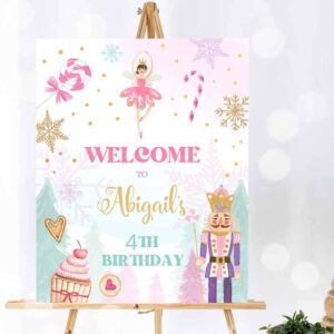 Winter Invitation, Nutcracker Birthday, Welcome Sign Winter Birthday Party, Girl Land of Sweets Invitation