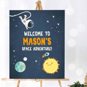 Outer Space Invitation, Outer Space Astronaut Welcome Sign Birthday, Baby Shower Welcome 1st Birthday, Birthday Invitation