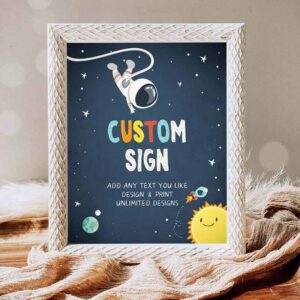 Outer Space Invitation, Outer Space Custom Sign Astronaut Birthday Party, Space Sign Space Rocket Invitation