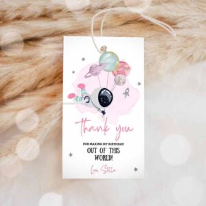 Outer Space Invitation, Outer Space Favor Tag, Astronaut Birthday, Thank you Label Galaxy Gift Invitation
