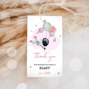 Outer Space Invitation, Outer Space Favor Tag, Space Birthday, Thank you Label Galaxy Gift Invitation