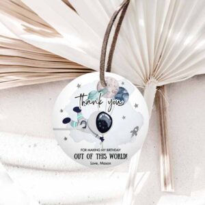Outer Space Invitation, Outer Space Favor Tags, Astronaut Birthday, Thank You Sticker Blue Boy Invitation