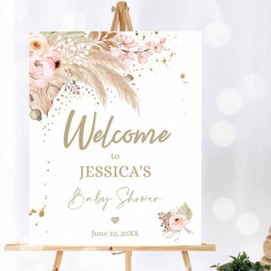 Boho Pampas Invitation, Pampas Grass Baby Shower Welcome Sign Couples Shower Boho Shower Invitation
