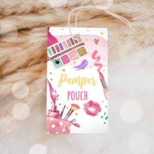 Spa Party Invitation, Pamper Party, Favor Tags, Spa Party, Thank You Tag Pamper Pouch Invitation