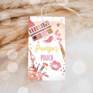 Spa Party Invitation, Pamper Party, Favor Tags, Spa Party, Thank You Tags Pamper Pouch Invitation