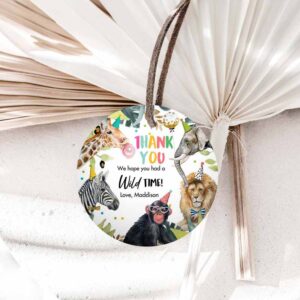 Wild One Invitation, Party Animals Favor Tag, Wild One Animals Thank You Tags Safari Invitation