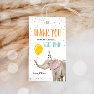 Wild One Invitation, Party Animals Favor Tags, Wild One Animals Thank You Tags Safari Invitation