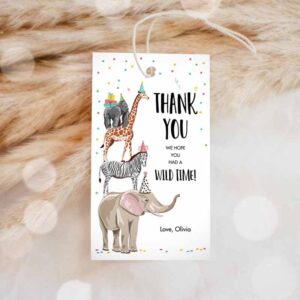 Wild One Invitation, Party Animals Favor Tags, Wild One Animals Thank You Tags Safari Invitation