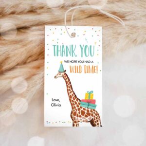 Wild One Invitation, Party Animals Favor Tags, Wild One Animals Thank You Tags Safari Invitation