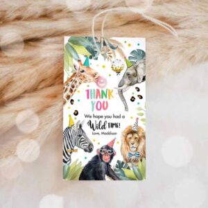 Wild One Invitation, Party Animals Favor Tags, Wild One Animals Thank You Tags Safari Invitation