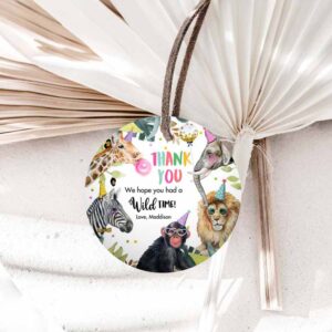 Wild One Invitation, Party Animals Favor Tags, Wild One Animals Thank You Tags Safari Invitation