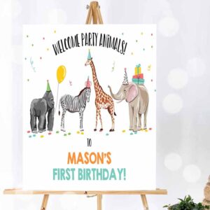 Party Animal Invitation, Party Animals Welcome Sign Party, Animal Sign Zoo Safari Welcome Jungle Invitation