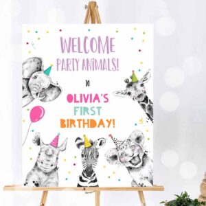 Party Animal Invitation, Party Animals Welcome Sign Party, Animal Sign Zoo Safari Welcome Jungle Invitation