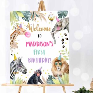 Party Animal Invitation, Party Animals Welcome Sign Party, Animal Sign Zoo Safari Welcome Jungle Invitation