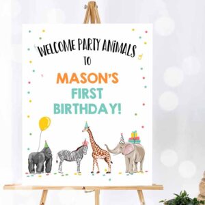 Party Animal Invitation, Party Animals Welcome Sign Party, Animals Sign Zoo Safari Welcome Jungle Invitation