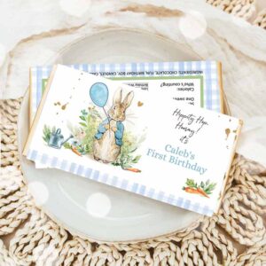Bunny Invitation, Peter Rabbit Chocolate Bar Labels Candy Bar Wrapper Bunny Rabbit Birthday Invitation