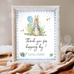 Rabbit Invitation, Peter Rabbit Thank You Sign Boy Birthday, Baby Shower Thank You Invitation