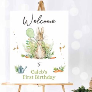 Rabbit Invitation, Peter Rabbit Welcome Sign Birthday, Baby Shower Welcome 1st Birthday, Birthday Rabbit Invitation