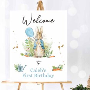 Rabbit Invitation, Peter Rabbit Welcome Sign Boy Birthday, Baby Shower Welcome 1st Birthday, Birthday Invitation