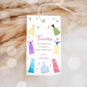 Princess Invitation, Princess Favor Tag, Thank You Girl Birthday, Royal Party, Princess Dresses Invitation