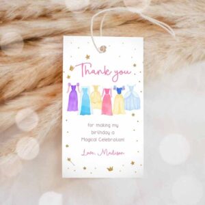 Princess Invitation, Princess Favor Tags, Thank You Girl Birthday, Royal Party, Princess Dresses Invitation