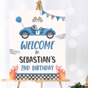 Racing Car Invitation, Race Car Welcome Sign Two Fast Birthday Party, Welcome Sign Race Car 2nd BirthdayGrowing Up Two Fast Party Invitation