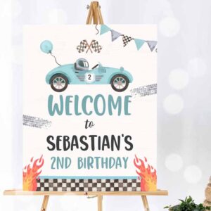 Racing Car Invitation, Race Car Welcome Sign Two Fast Birthday Party, Welcome Sign Race Car 2nd BirthdayGrowing Up Two Fast Party Invitation