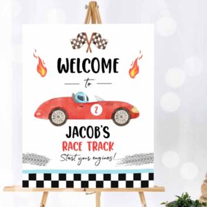 Racing Car Invitation, Racing Birthday, Welcome Sign Race Car Birthday Two Fast Two Invitation