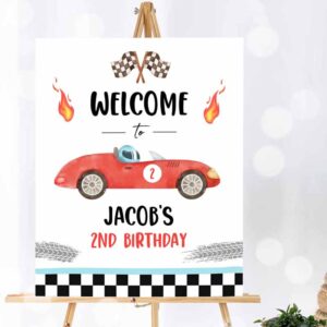 Racing Car Invitation, Racing Birthday, Welcome Sign Race Car Party, Birthday Two Fast Invitation