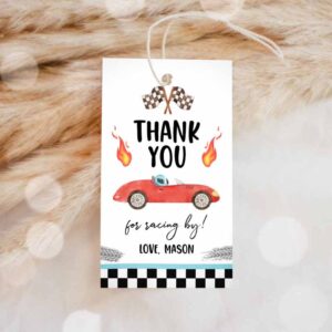 Racing Car Invitation, Racing Favor Tag, Race Car Birthday, Thank you Label Two Fast Invitation