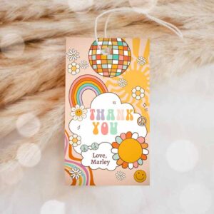 Groovy Invitation, Retro Favor Tags, 1st Birthday, 2nd Groovy Birthday, Thank you Tags Flower Invitation