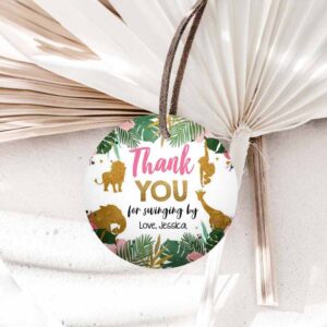 Wild One Invitation, Safari Animals Favor Tags, Thank You Tags Wild One Round Square Invitation