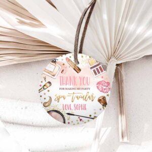 Glitz And Glam Invitation, Spa Makeup Party, Circle Square Favour Tag Glitz & Glam Birthday Invitation