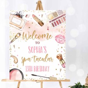 Glitz And Glam Invitation, Spa Makeup Party, Welcome Sign Glitz And Glam Birthday Party, Blush Invitation