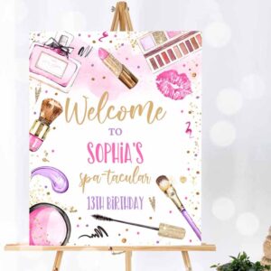 Glitz And Glam Invitation, Spa Makeup Party, Welcome Sign Glitz And Glam Birthday Party, Pink Invitation