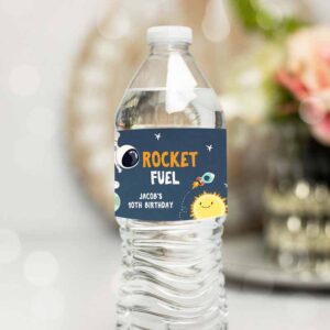 Outer Space Invitation, Space Astronaut Water Bottle Label Rocket Fuel Labels Boy Outer Space Invitation