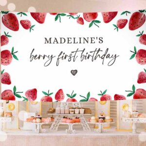 Berry First Invitation, Strawberry Berry First Birthday, Backdrop Banner Strawberry Girl Strawberries Invitation