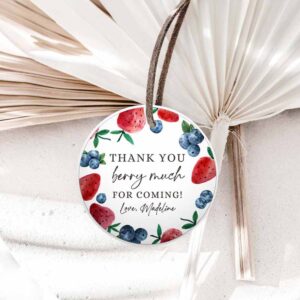 Strawberry Invitation, Strawberry Blueberry Favor Tags, Thank you Stickers Label Invitation
